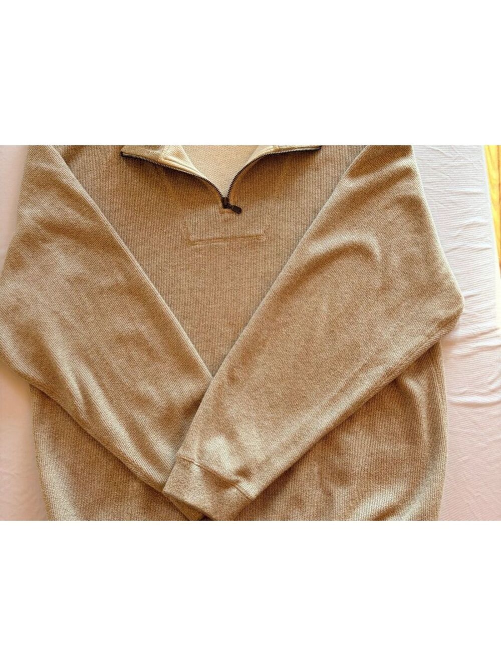 Roundtree & Yorke Men’s Large Tan Quarter-Zip Cotton Pullover Sweater NWOT